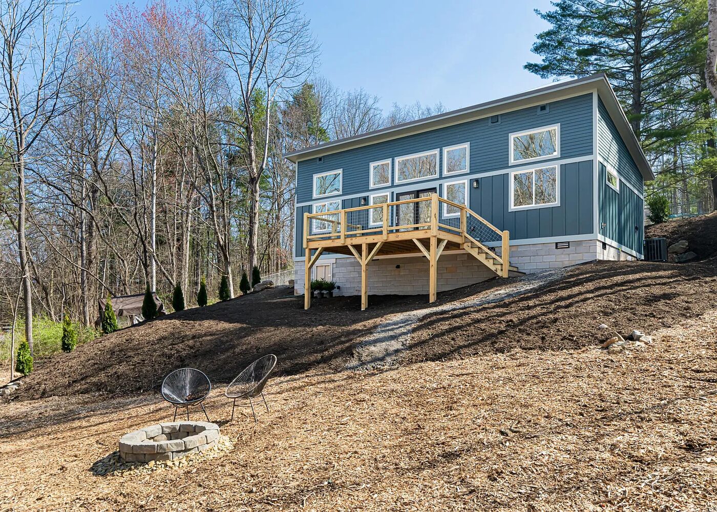 Backyard with firepit