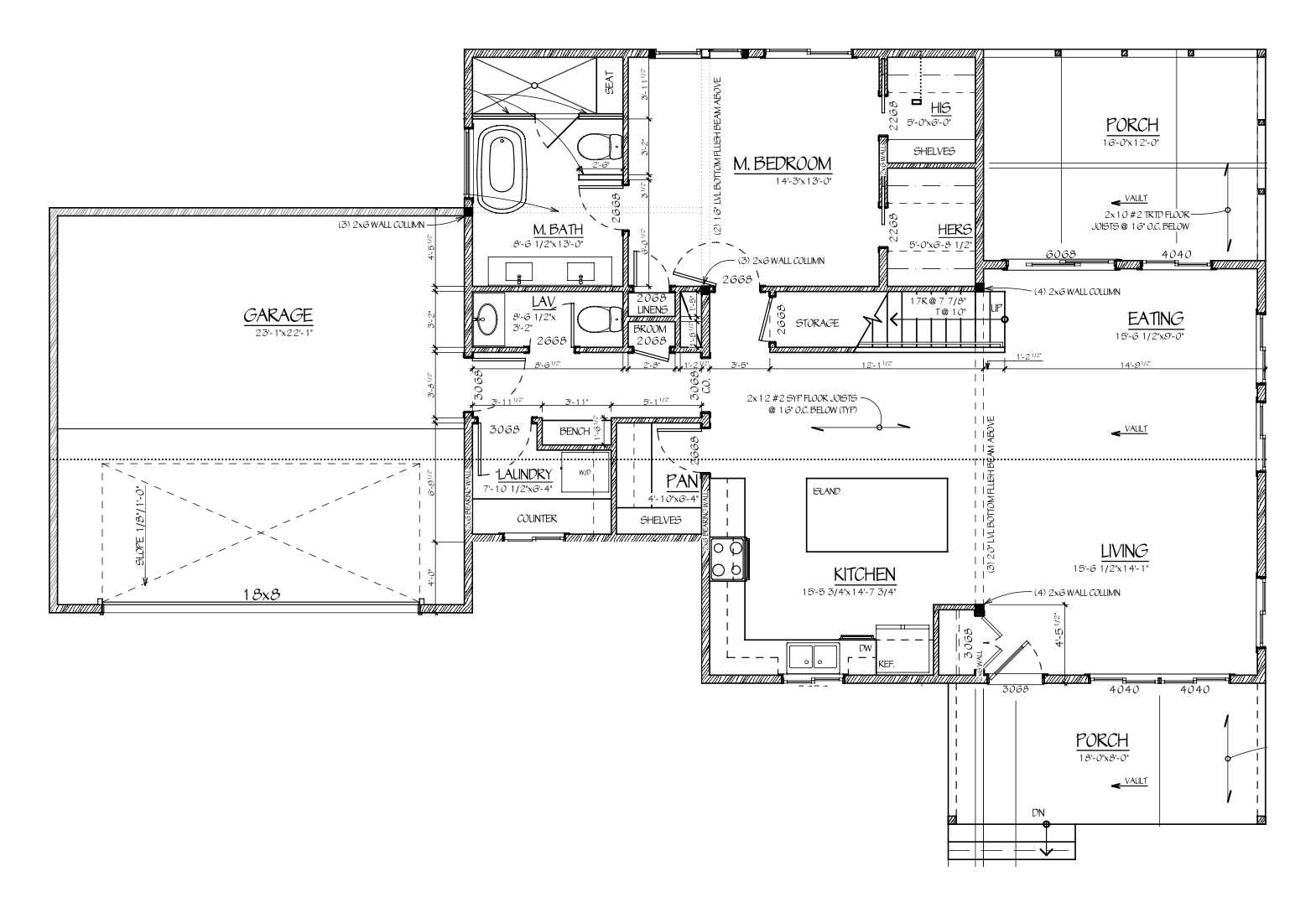 Lot B: main-level floor plan (entry steps partly cropped in supplied drawing)