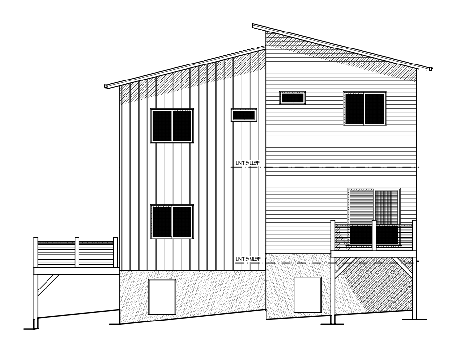 Weaver Hill Duplex: proposed rear elevation