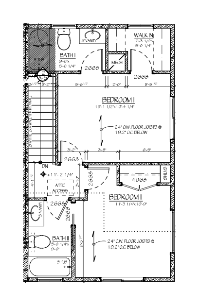 Weaver Hill Unit A: upper-level floor plan
